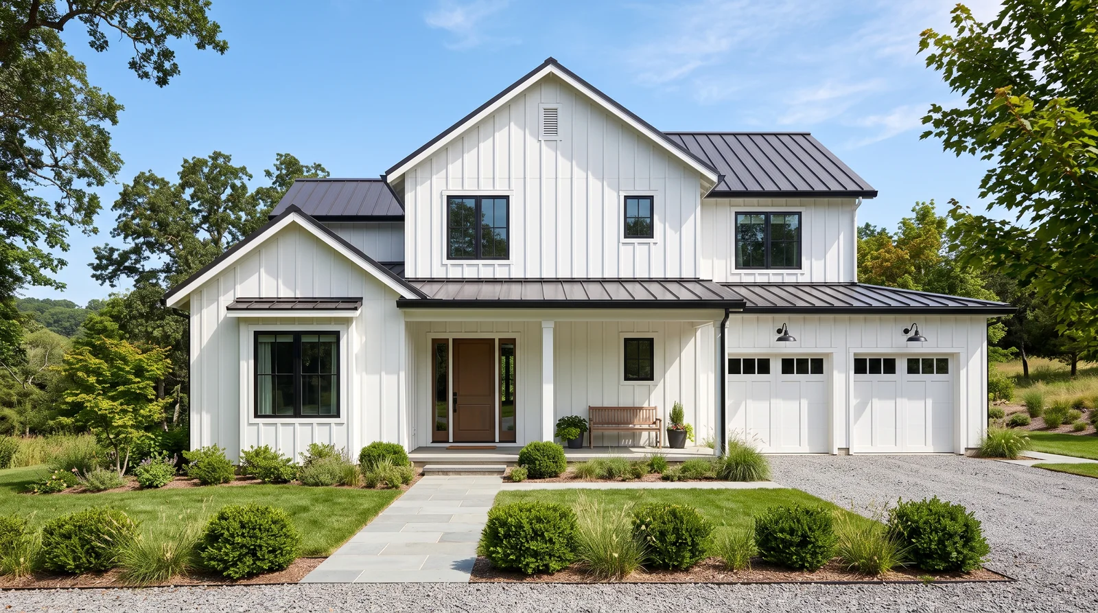 Modern Farmhouse White With Black Windows