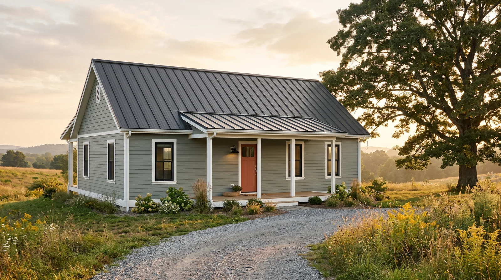Sage Farmhouse With A Clay Door