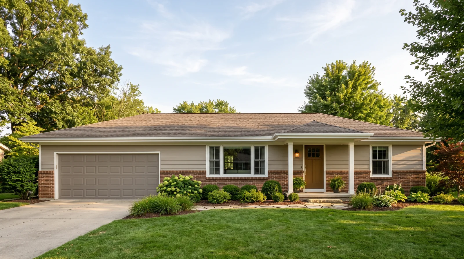 Warm Greige Ranch With Brick