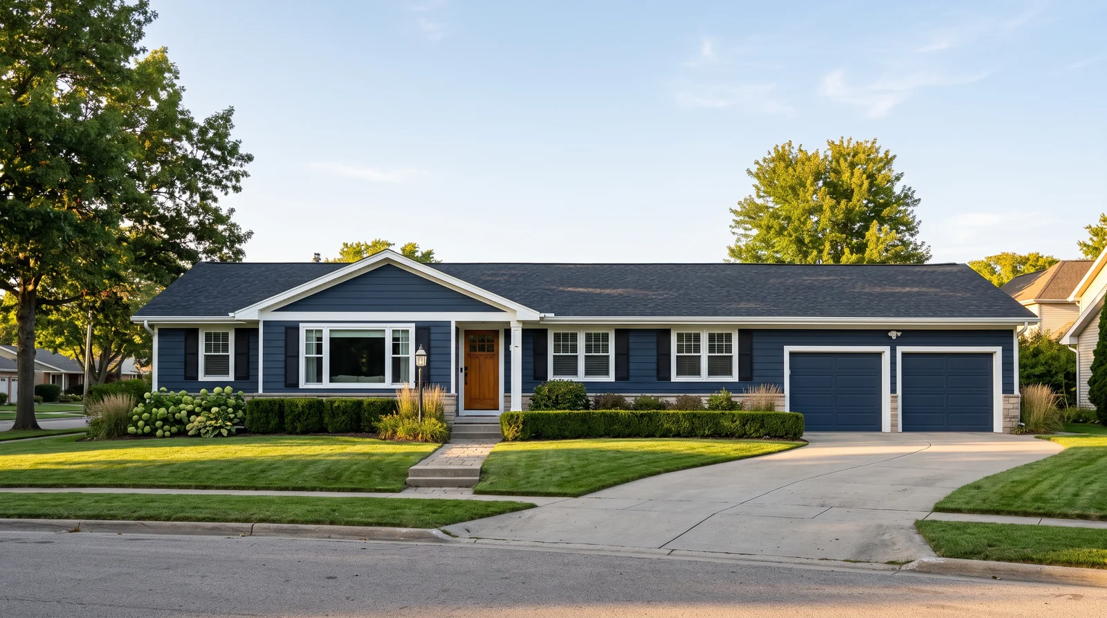 Navy Ranch With Crisp White Trim