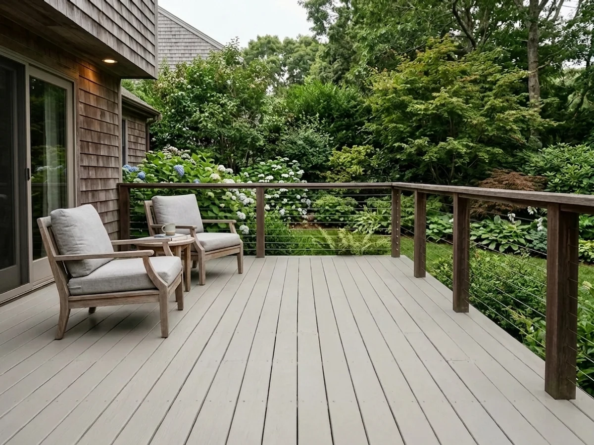 Repose Gray on a deck