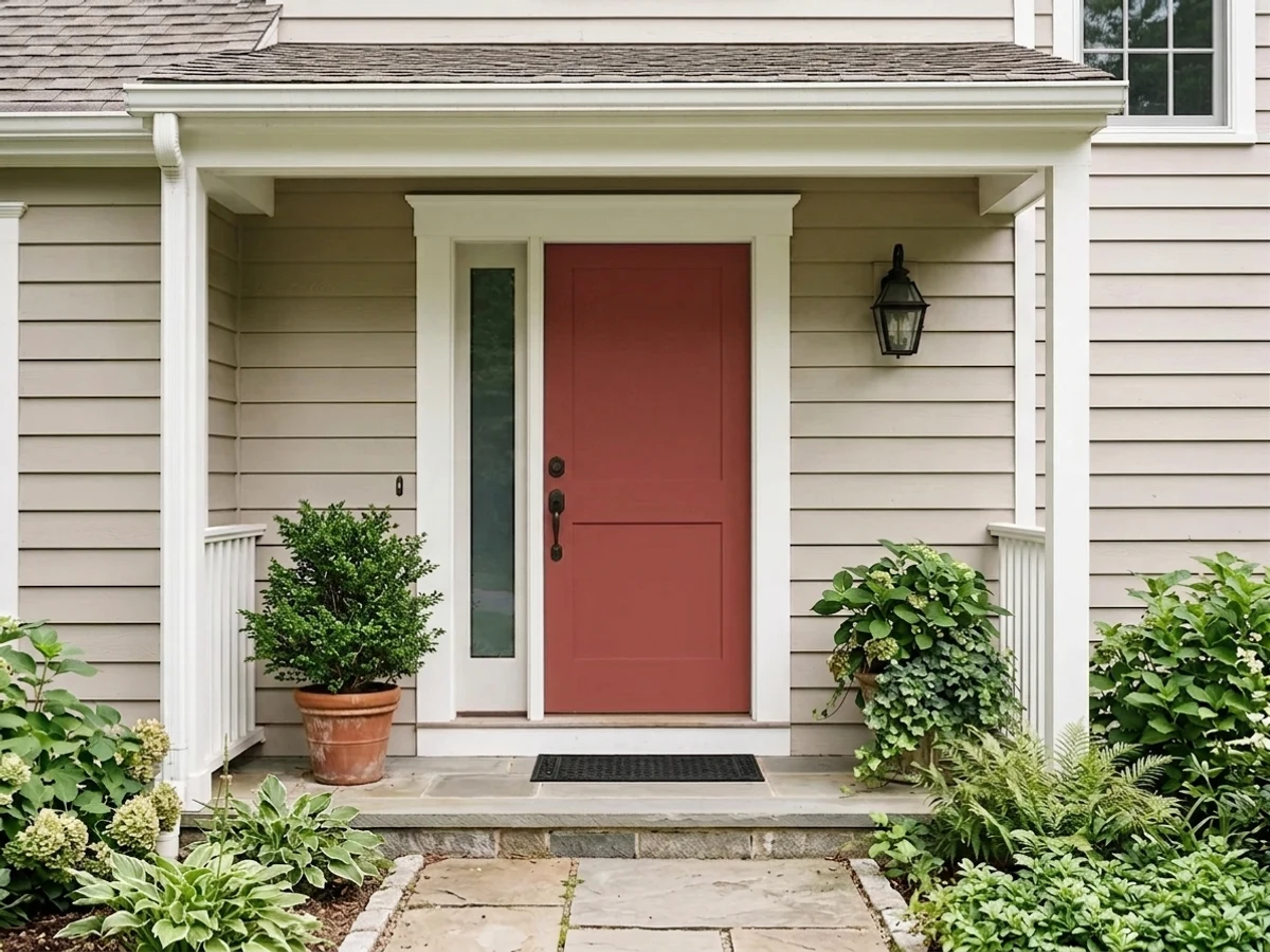 Cottage Red on a door