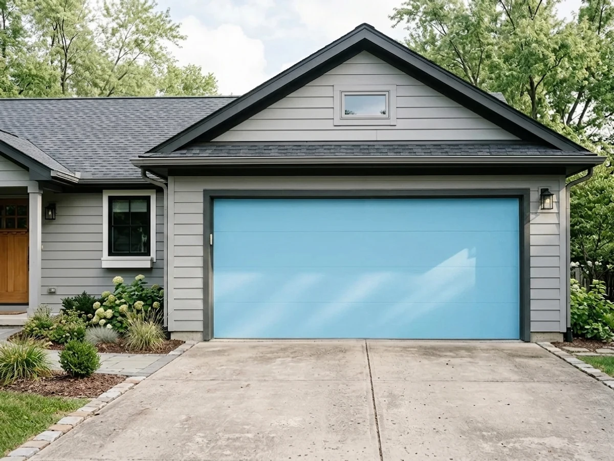 Sky Blue on a garage