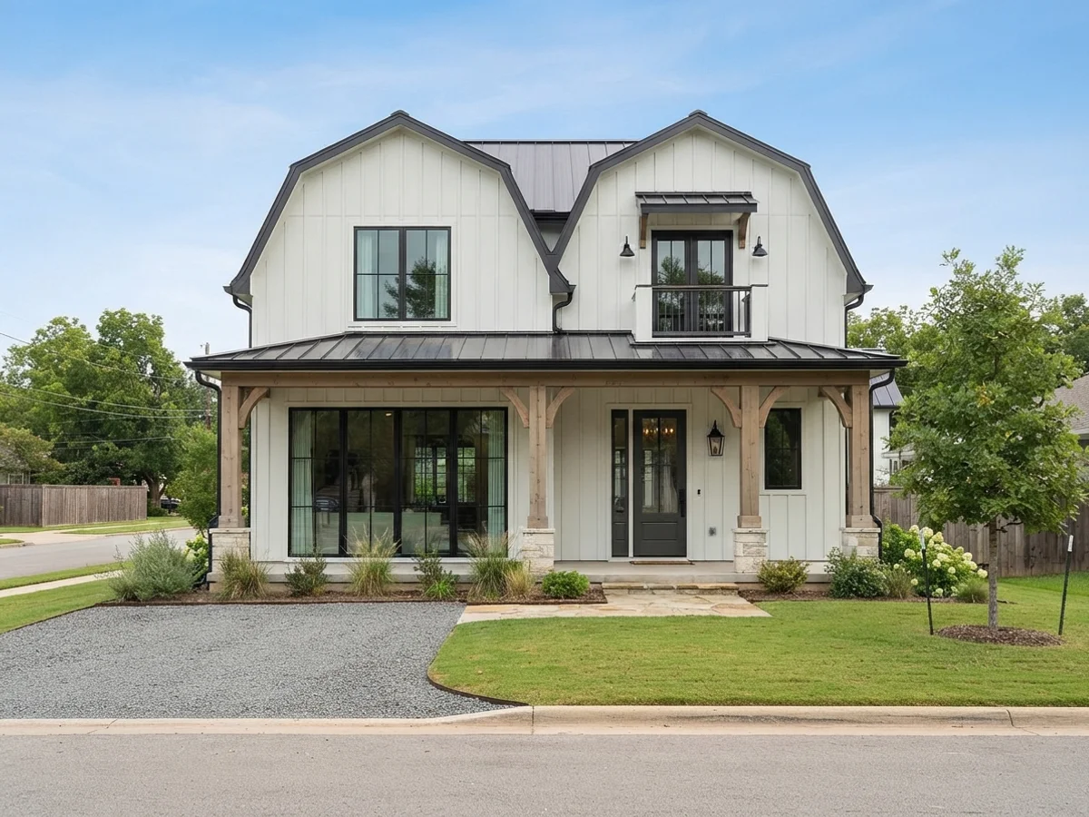 White farmhouse barndominium scheme