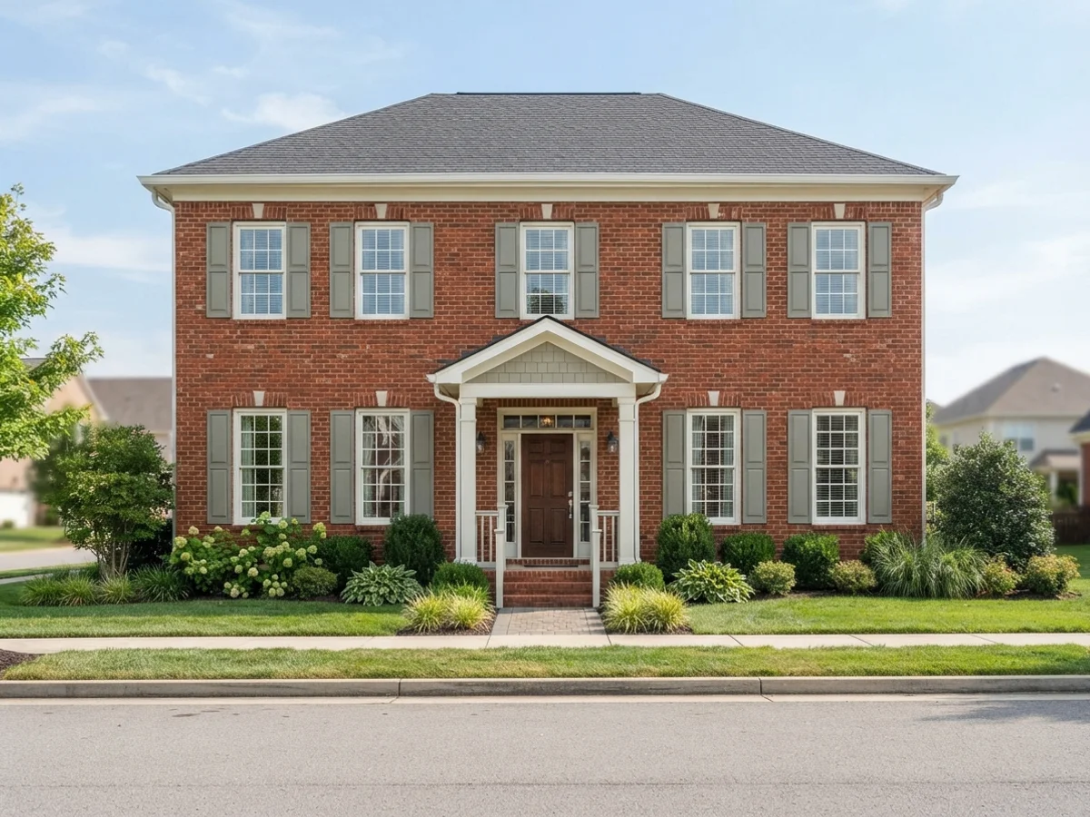 Sage accents brick house scheme
