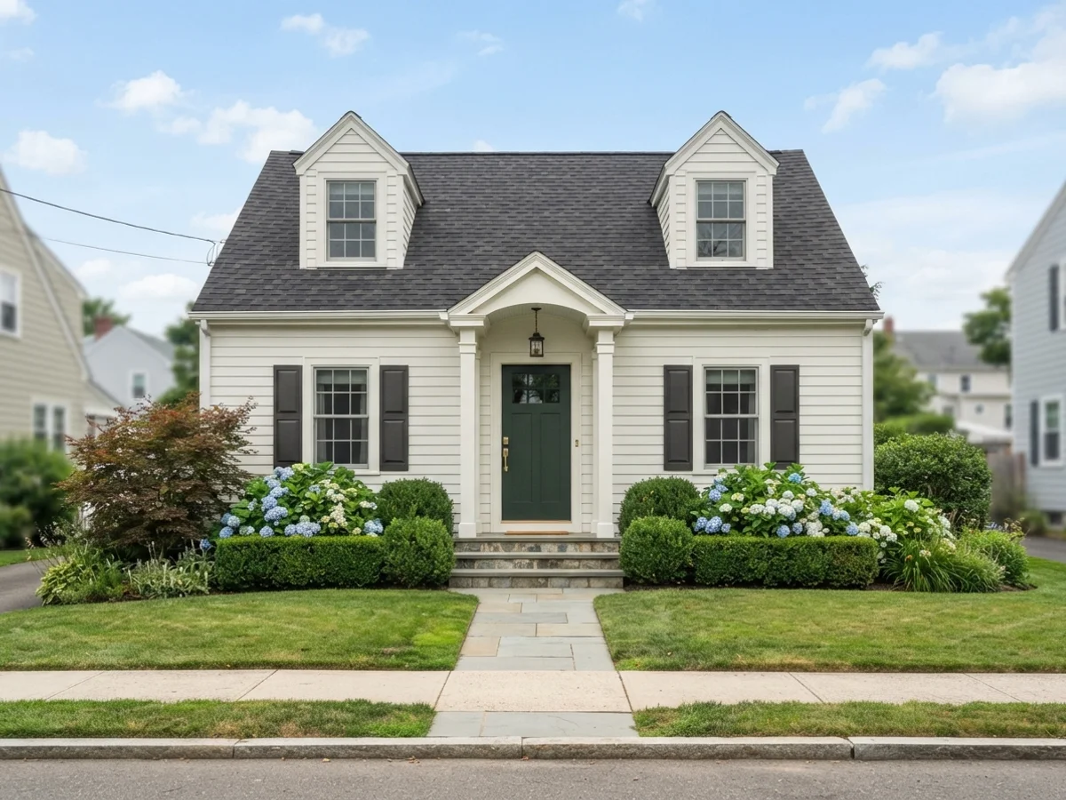 White Clapboard, Black Shutters scheme
