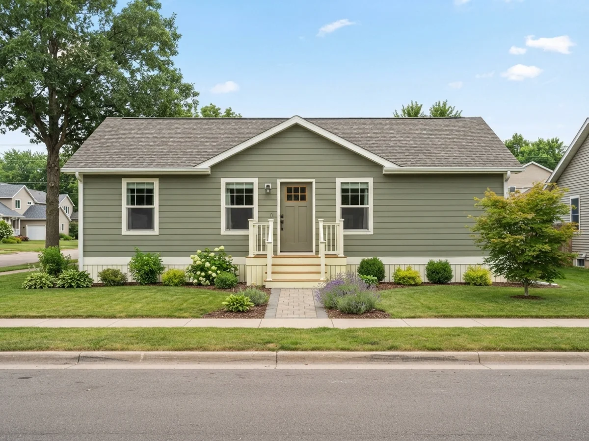 Sage + White Skirting mobile home scheme