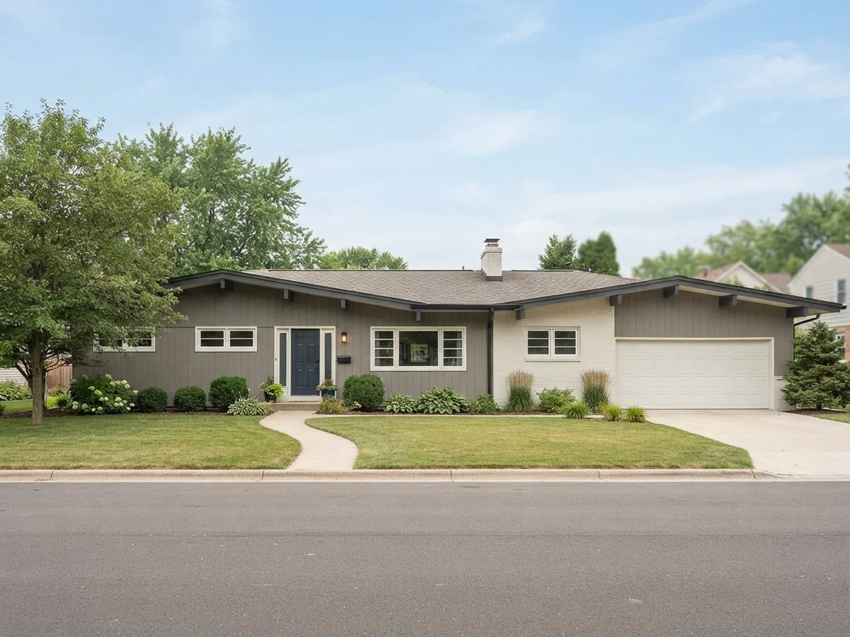 Mid-Century Two-Tone With Painted Brick ranch house scheme