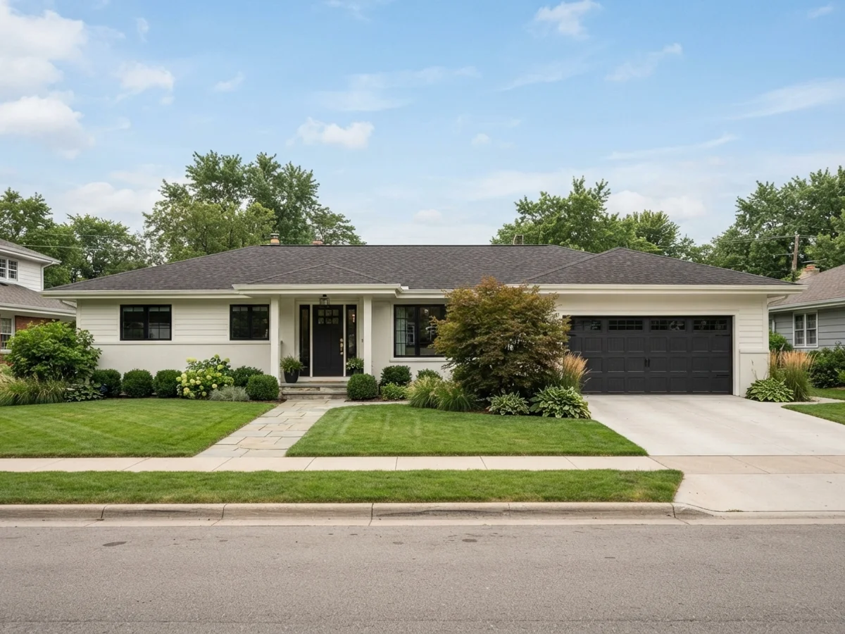 White Ranch + Black Windows ranch house scheme