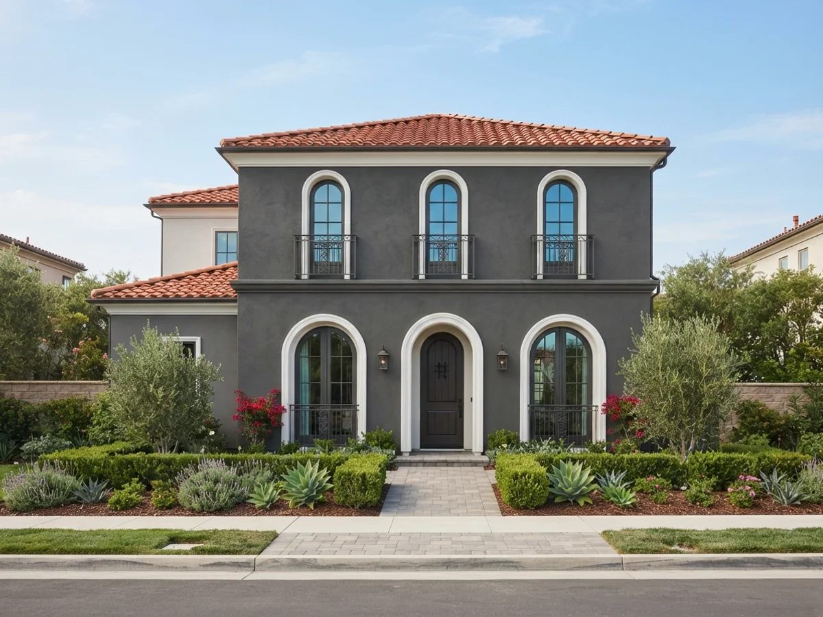 Dark Modern stucco house scheme