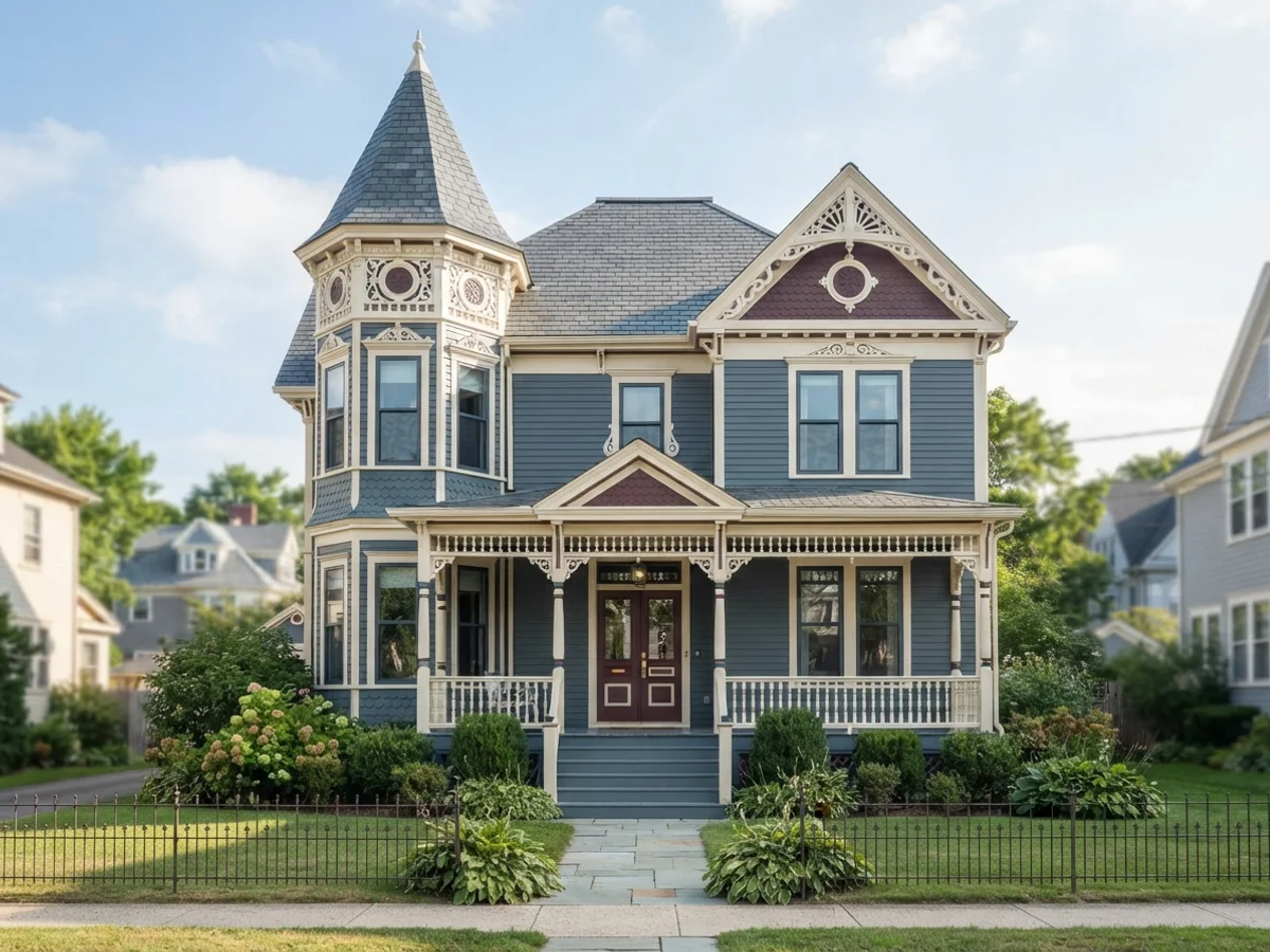 Slate Blue & Burgundy victorian scheme
